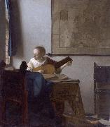 Johannes Vermeer Woman with a lute. oil painting on canvas